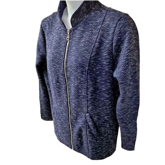 FLORA BLUE Women's Plus Size Blue & White Speckled Jacket 2X - Picture 7 of 13